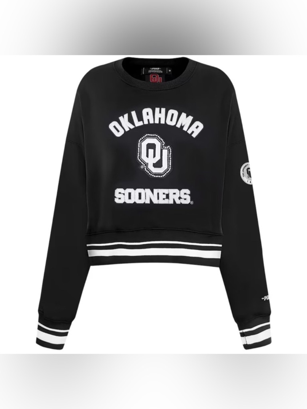 NWT [Pro Standard] Oklahoma Sooners NCAA Black Pearl Cropped Sweatshirt Womens L - Picture 2 of 12